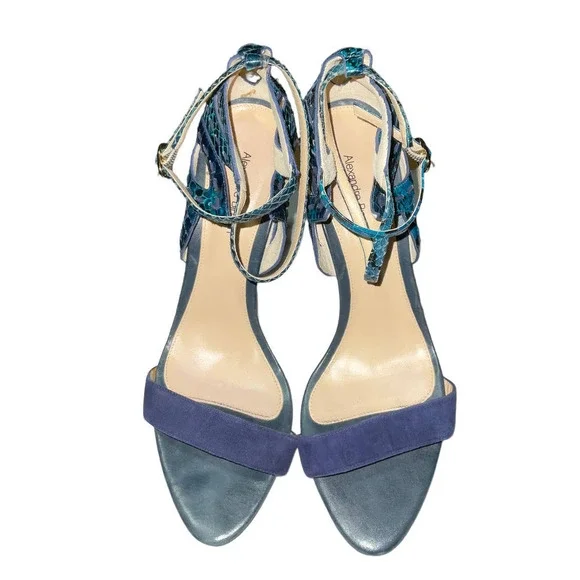 Alexandre Birman Python Ankle-Cutout Sandal Stiletto Heels Size: 9.5 Blue